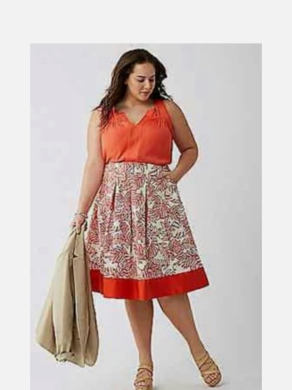 NWT Lane  Bryant Full Skirt 22 Colorblock Hem Plus Pocketed Box Pleated Zip